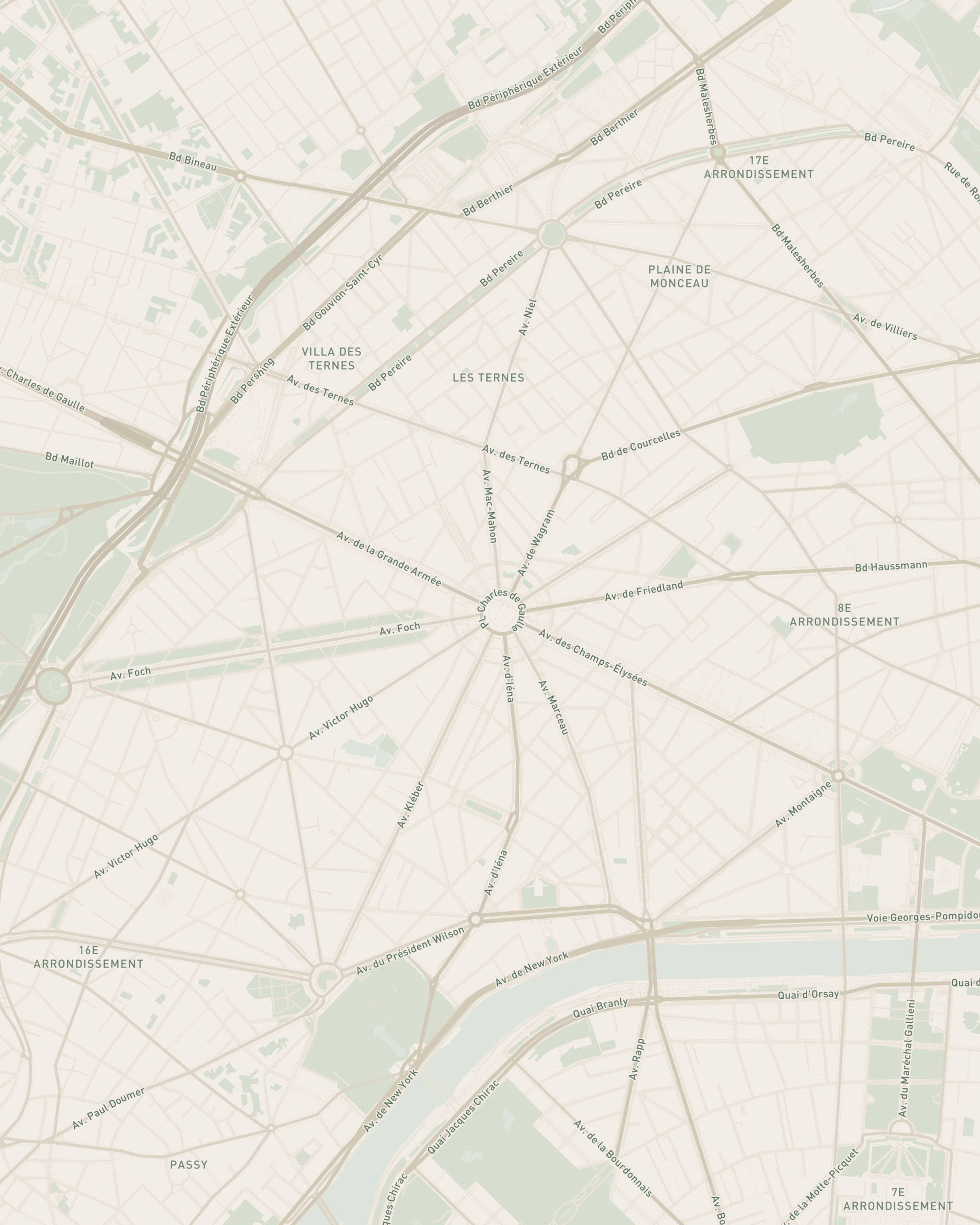 A case route traced across a city map